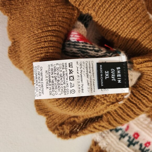 Shein Cardigan Retro Sweater Womens Button-Up Floral Brown White 3XL - Picture 8 of 11